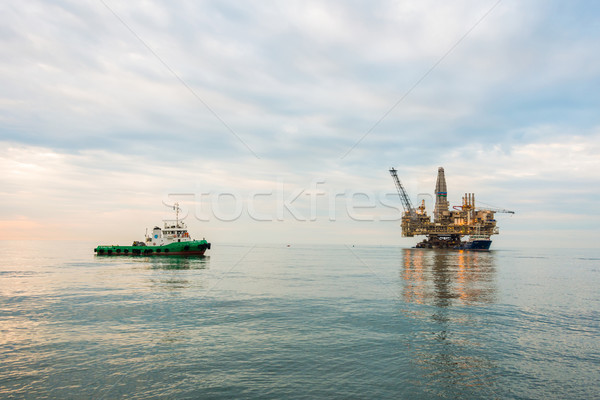 Oil rig platform in the calm sea Stock photo © Elnur