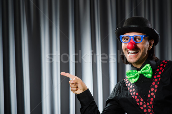 Stock foto: Funny · Clown · witzig · Vorhang · Lächeln · Geburtstag