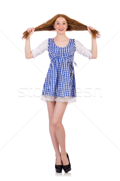Jonge vrouw mode model haren witte shirt Stockfoto © Elnur