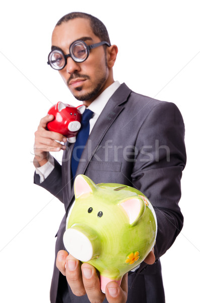 Funny man breaking his piggy bank Stock photo © Elnur