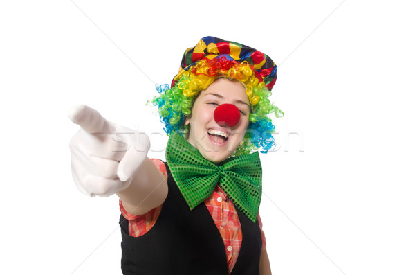 Vrouwelijke clown geïsoleerd witte meisje glimlach Stockfoto © Elnur