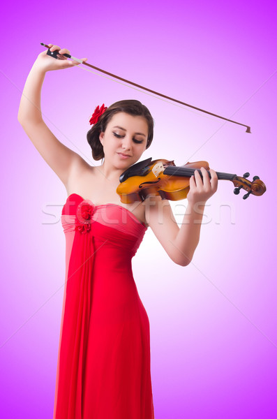 Młoda dziewczyna skrzypce biały sztuki koncertu czarny Zdjęcia stock © Elnur