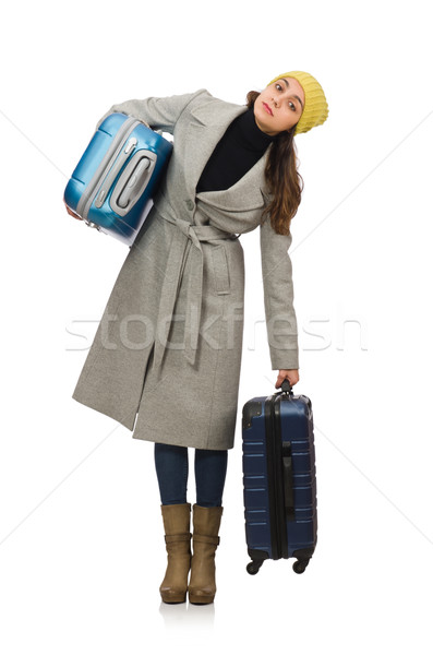 Donna valigia pronto inverno vacanze ragazza Foto d'archivio © Elnur