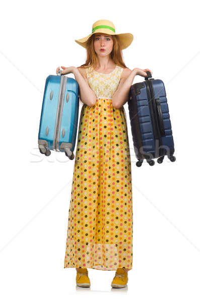 Woman ready for summer travel isolated on white Stock photo © Elnur