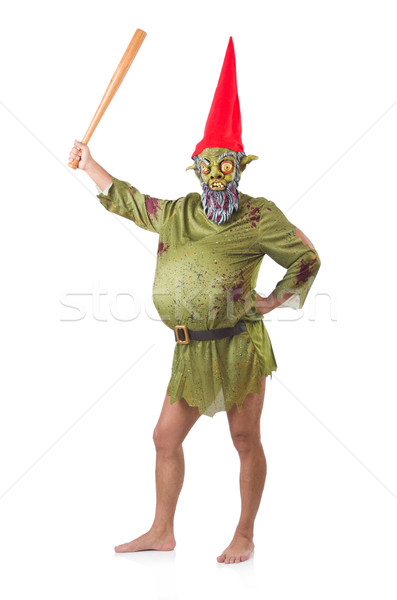 Stock photo: Funny man with club isolated on white