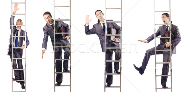 Businessman climbing the ladder isolated on white Stock photo © Elnur