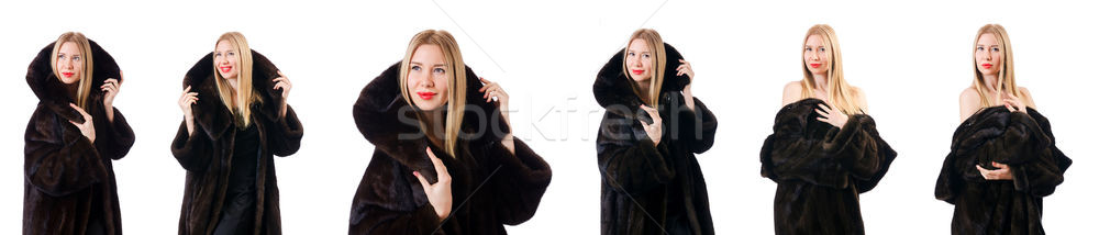 Tall model wearing fur coat Stock photo © Elnur