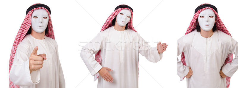 Stock photo: Arab in hypocrisy concept on white