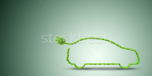 [[stock_photo]]: Voiture · électrique · vert · environnement · 3D · herbe