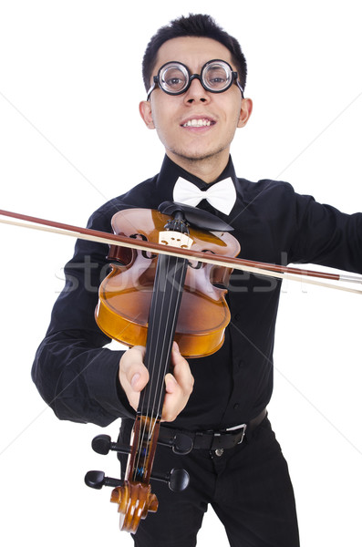 Vicces férfi hegedű fehér hang férfi Stock fotó © Elnur