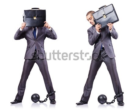 Stock photo: Businessman with shackles on white