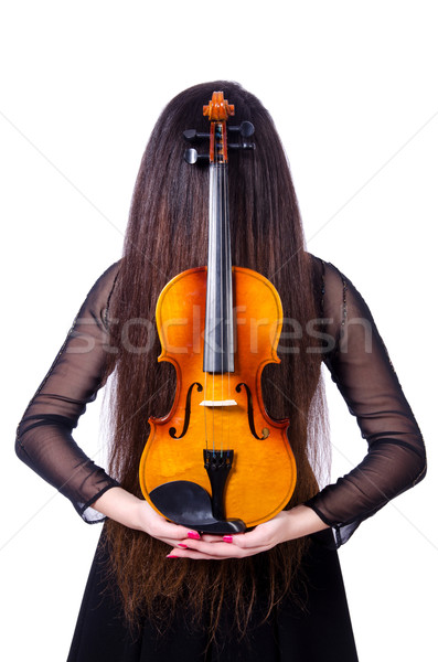 Young performer with violin on white Stock photo © Elnur