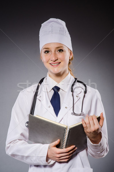 Stock foto: Frau · Arzt · Papier · Merkzettel · Krankenhaus · Medizin