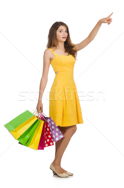 Woman after shopping spree on white Stock photo © Elnur
