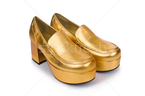 Golden Frau Schuhe isoliert weiß Mode Stock foto © Elnur