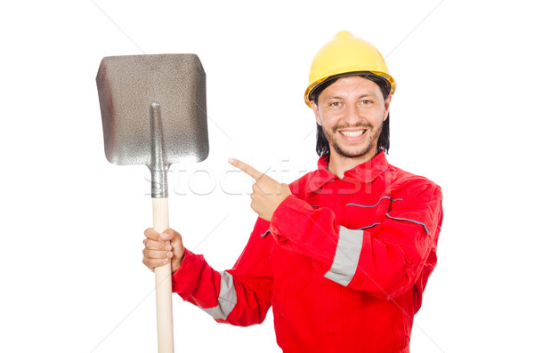 Man in red coveralls with spade Stock photo © Elnur