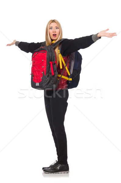 Young woman student with backpack isolated on white Stock photo © Elnur