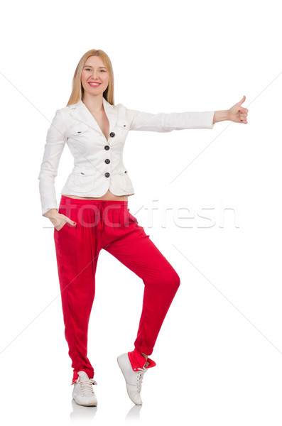 Woman giving thumbs up isolated on white Stock photo © Elnur