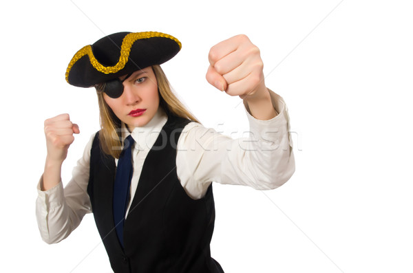 Pretty pirate girl isolated on white Stock photo © Elnur