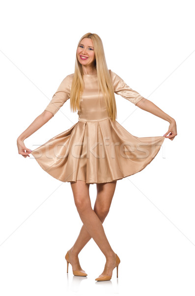 Stockfoto: Mooie · meisje · satijn · klein · jurk · geïsoleerd