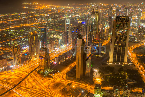 Panorama noche Dubai puesta de sol negocios oficina Foto stock © Elnur