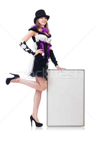 Girl in harlequin costume isolated on white Stock photo © Elnur
