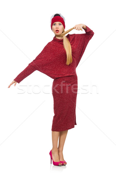 Mulher vestir isolado branco vermelho jovem Foto stock © Elnur