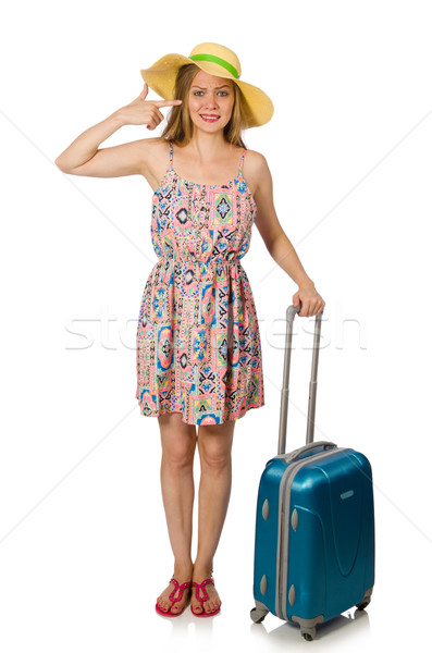 Woman with suitcase isolated on white Stock photo © Elnur