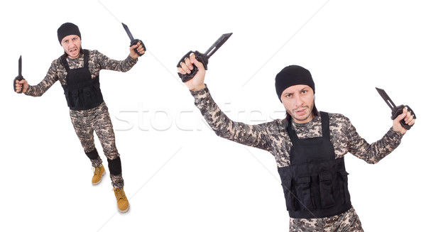 The soldier with knife isolated on white Stock photo © Elnur