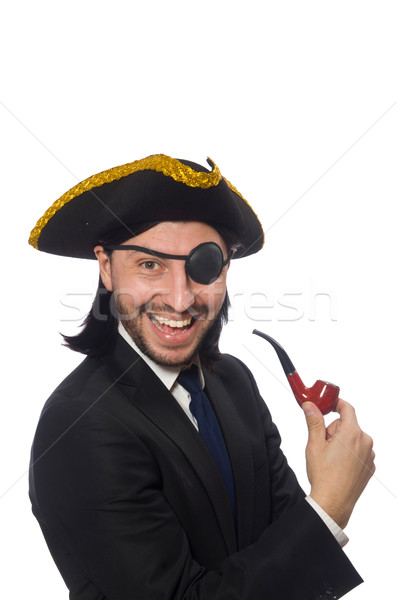 Pirate businessman with smoking pipe isolated on white Stock photo © Elnur