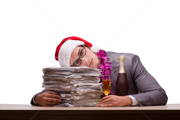 Young businessman celebrating christmas in office Stock photo © Elnur