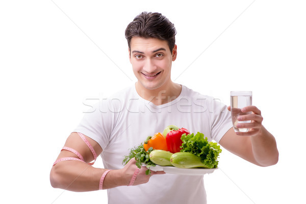 ストックフォト: 男 · 健康的な食事 · 水 · 食品 · 幸せ · フルーツ