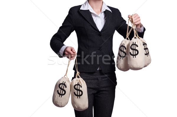 Woman with sacks of money on white Stock photo © Elnur