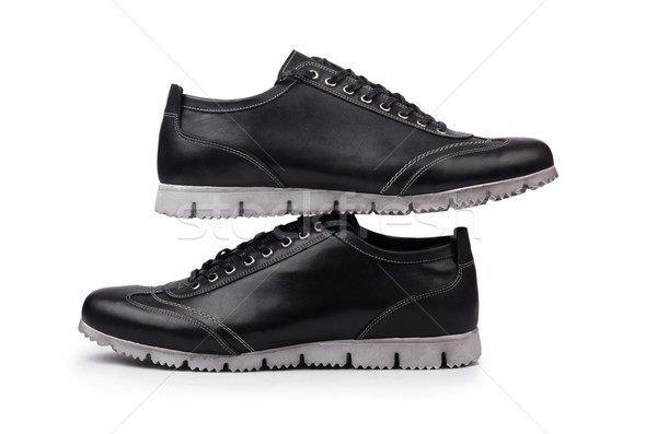 Stockfoto: Mannelijke · schoenen · geïsoleerd · witte · achtergrond · zwarte