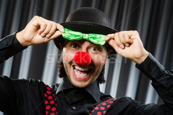 Grappig clown humoristisch gordijn glimlach verjaardag Stockfoto © Elnur