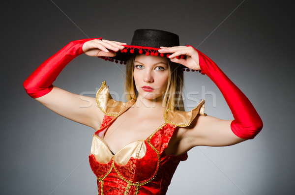 Stockfoto: Vrouw · sombrero · hoed · grappig · gelukkig