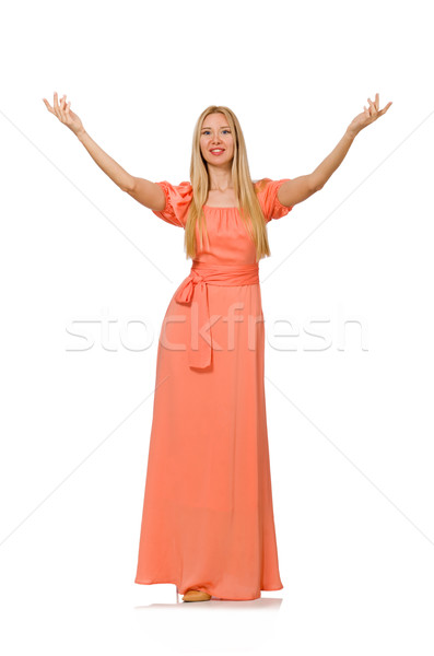 Stock photo: Young woman in pink romantic dress isolated on white