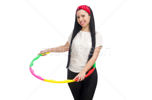 A girl in sport suit with hula hoop isolated on white Stock photo © Elnur