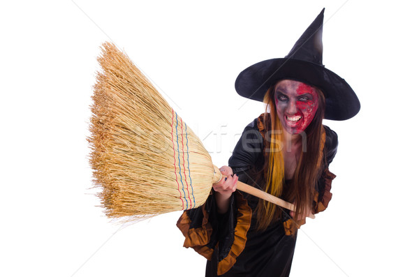 Scary witch halloween czarny łańcucha funny Zdjęcia stock © Elnur