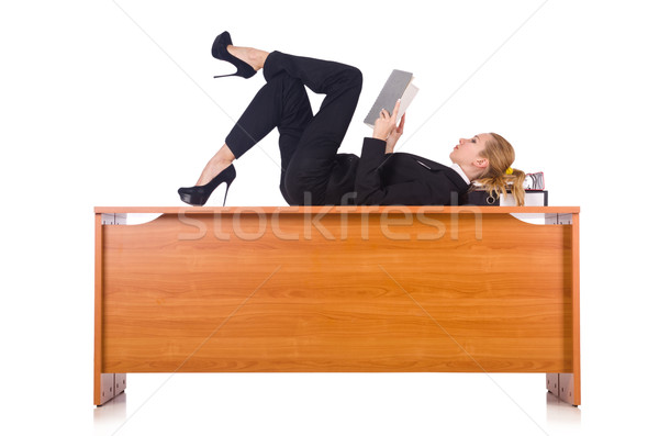 Frau Papierkram isoliert weiß Büro Geschäftsmann Stock foto © Elnur