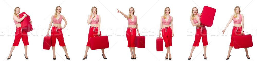 Femme valise isolé blanche affaires [[stock_photo]] © Elnur