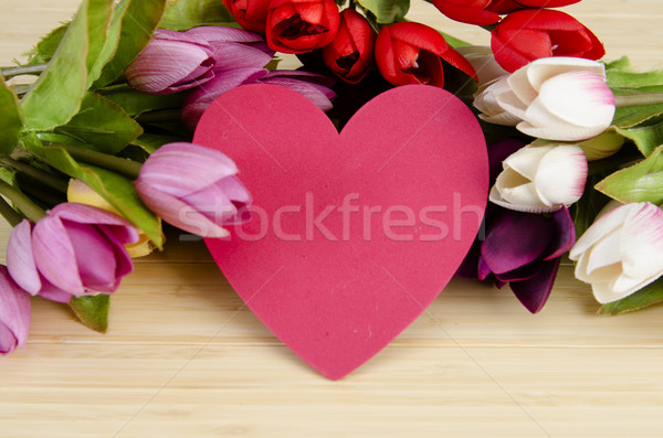 Stock photo: Tulips flowers arranged with copyspace for your text