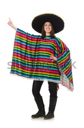 Stock photo: Funny young mexican with gun isolated on white