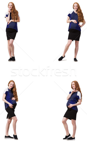 Stock fotó: Terhes · nő · összetett · kép · izolált · fehér · baba