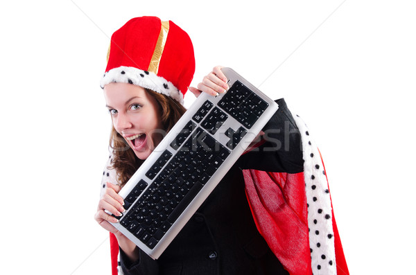 Foto stock: Mulher · rainha · engraçado · computador · trabalhar · empresário