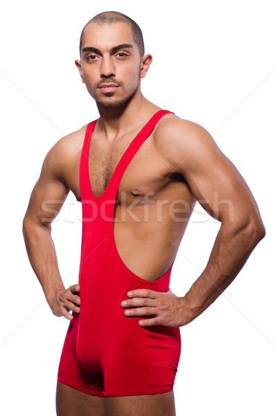 Wrestler roten Kleid isoliert weiß Gruppe Kampf Stock foto © Elnur
