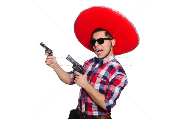 Funny mexican sombrero hat strony człowiek Zdjęcia stock © Elnur