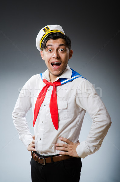 Amuzant marinar pălărie faţă fericit Imagine de stoc © Elnur