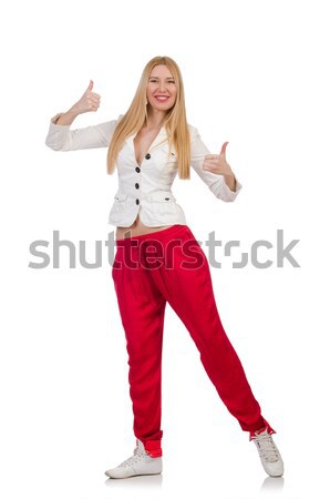 Woman giving thumbs up isolated on white Stock photo © Elnur