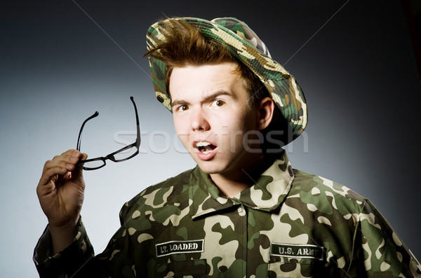 Funny soldier in military concept Stock photo © Elnur